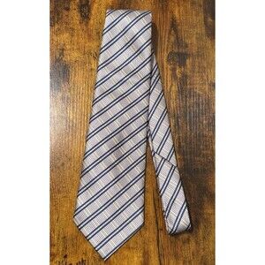 Viyella Classic Polyester Tie Dark Blue, Light Blue, and Grey Plaid Pattern  VTG